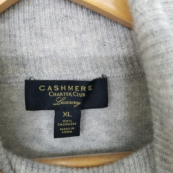 Charter Club Luxury Cashmere Turtleneck Longsleeve Pull-over Gre Sweater Size XL - Picture 12 of 13